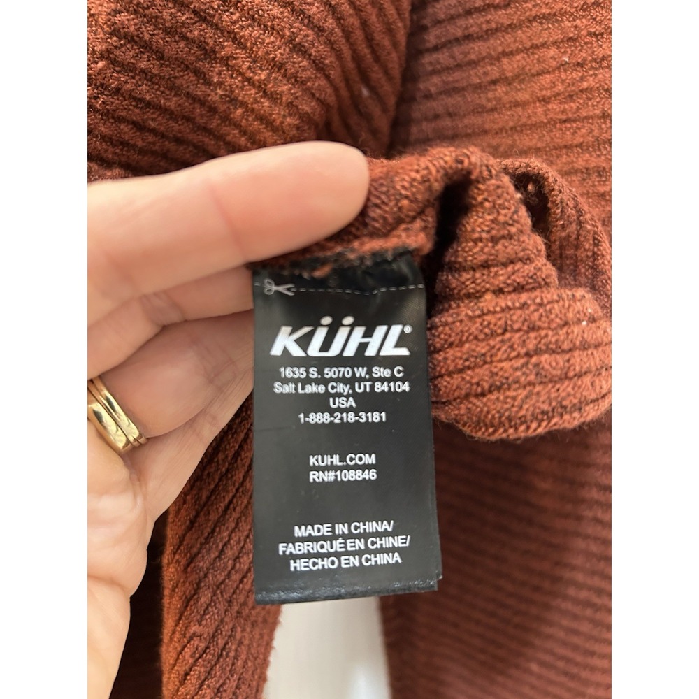 Kuhl Solace Snuggle Up Merino Blend Sweater Sz L Cowl Neck Burnt Orange Casual - Picture 9 of 10